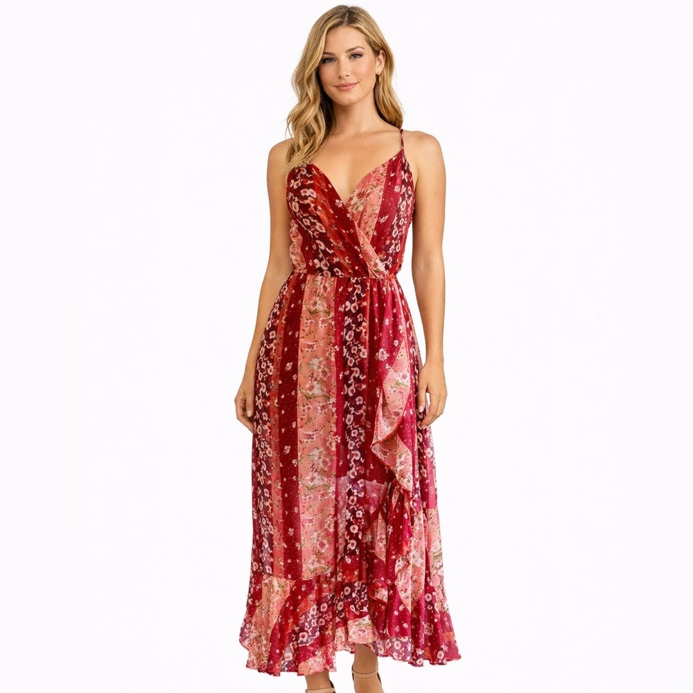 Xtraordinary medium ruffled floral maxi dress